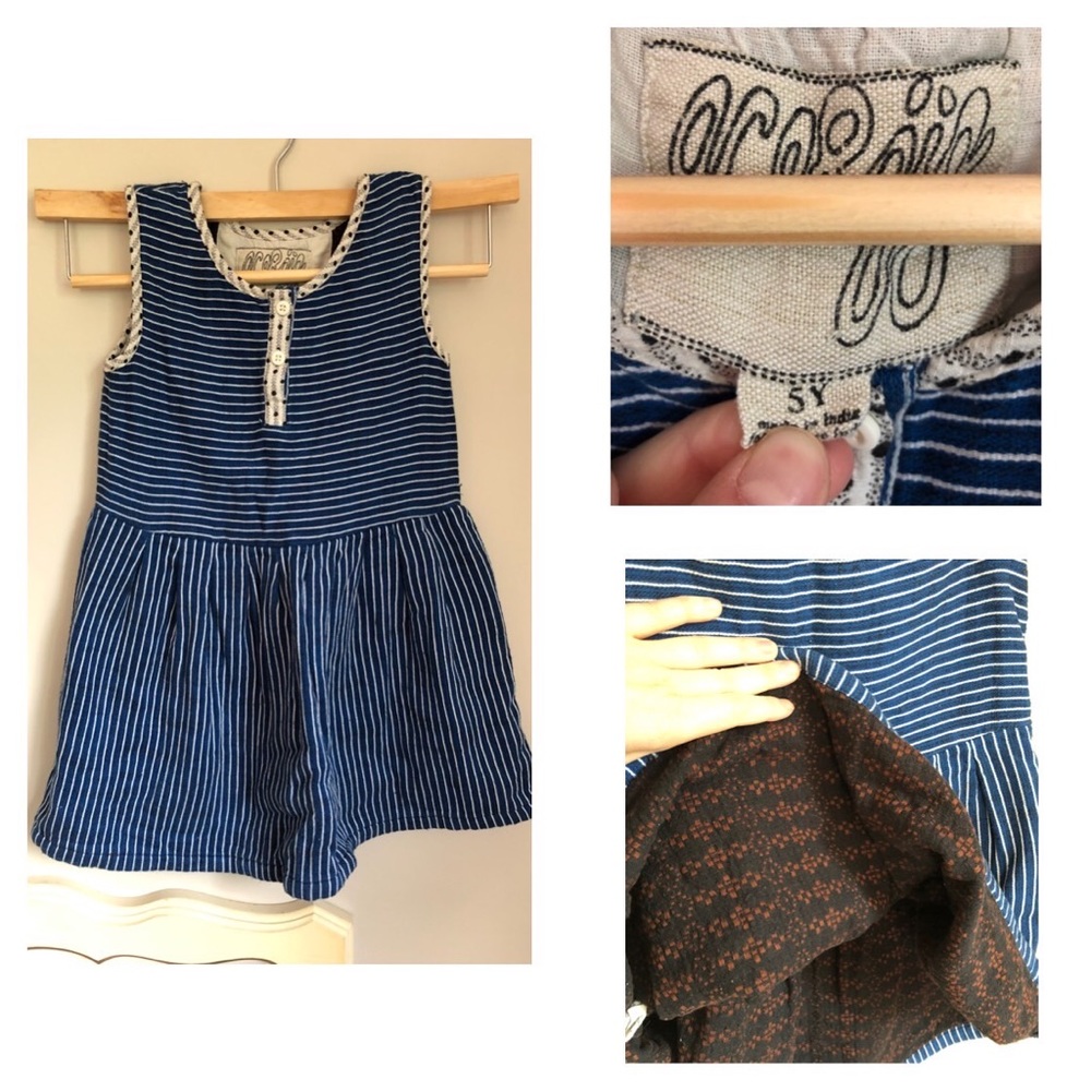 Ace & Jig indigo stripe (blue and white stripe) kid dress 5T